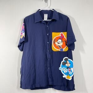 Walt Disney World Button Down Shirt Vault Collection 50 Mickey Friends XL Blue